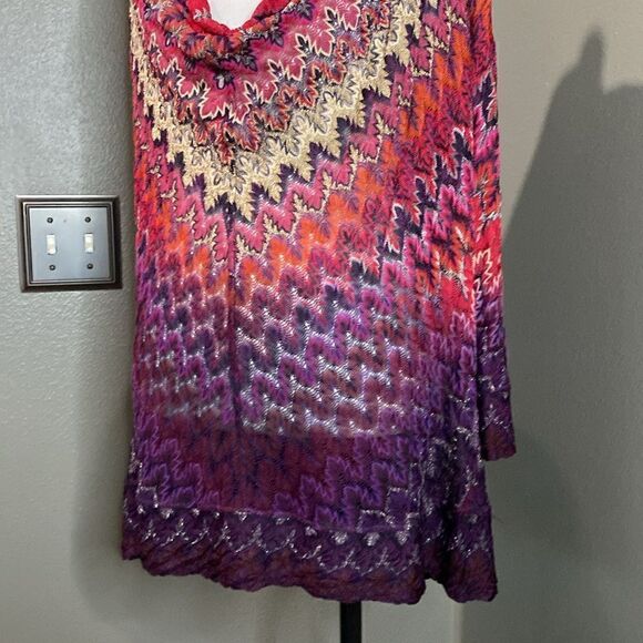 Nic & Zoe Zig Zag Chevron Crochet Knit Cowl Neck Blouse 3/4 Sleeves - Picture 3 of 10